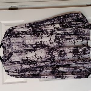 KATE & MALLORY multi color print blouse with mandarin collar,polyester,XL,NWOT.